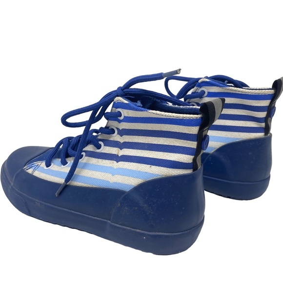 HUNTER‎ X TARGET Sz 3 Boys Kids Blue Striped Dipped Canvas High Top Sneakers - Picture 5 of 11